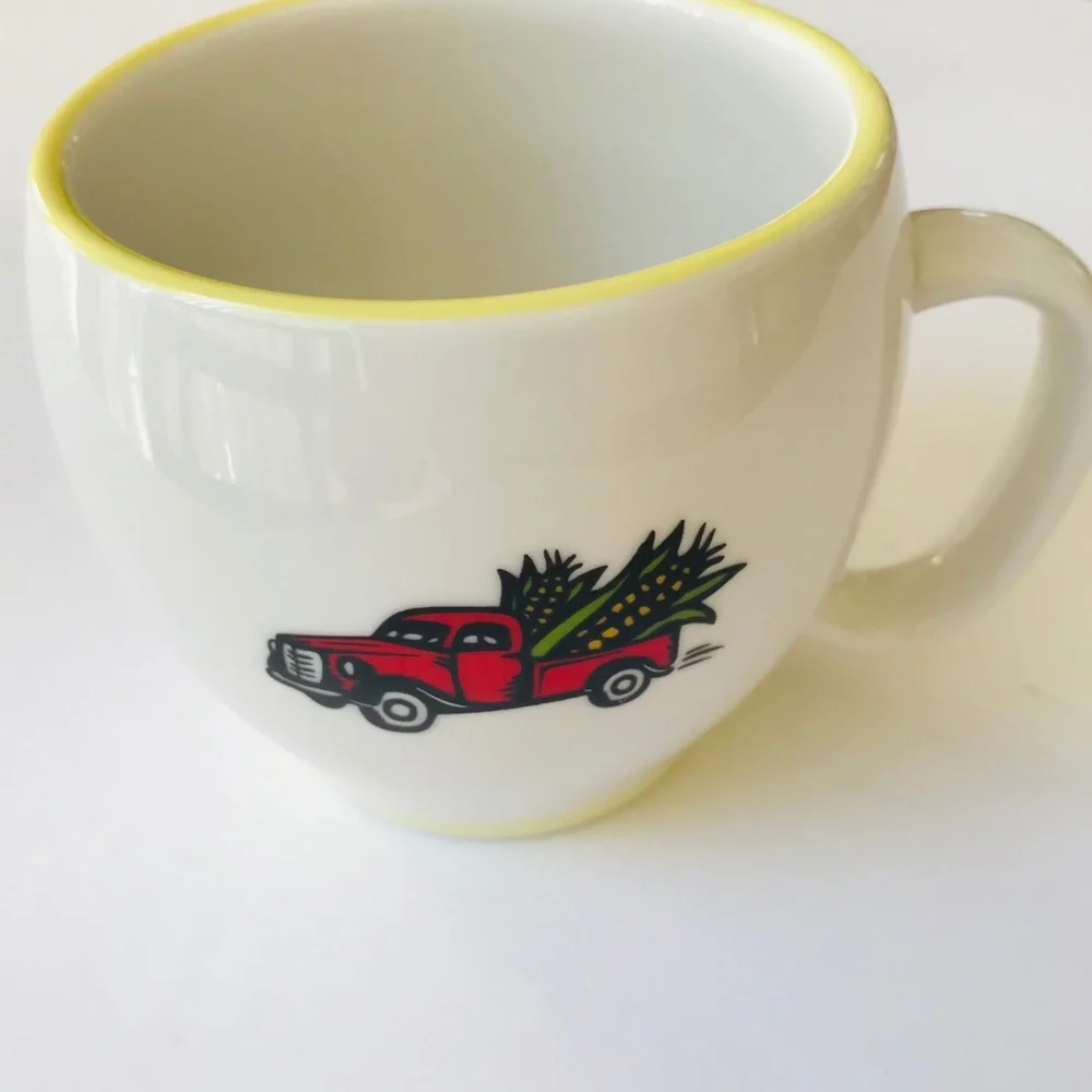 VINTAGE TRUCK Dale & Thomas Mugs Corn Popcorn Cream Cups Set Truck Country Farm